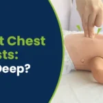 when giving chest thrusts to an infant, to which depth should you press post img